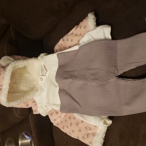 Aspen Kids Infant Girls 3 Piece Hooded Vest Legging Set